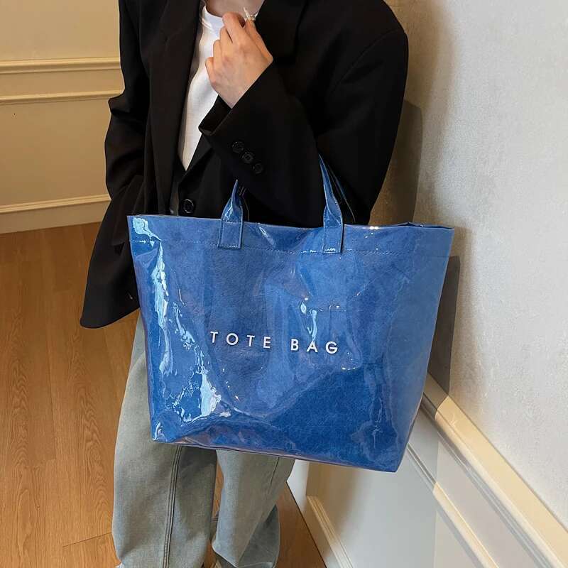 INS Popular Letter Prints Transparent Jelly Bag For Women PVC Waterproof Large Capacity Shoulder Shopper Totes Designer Handbags