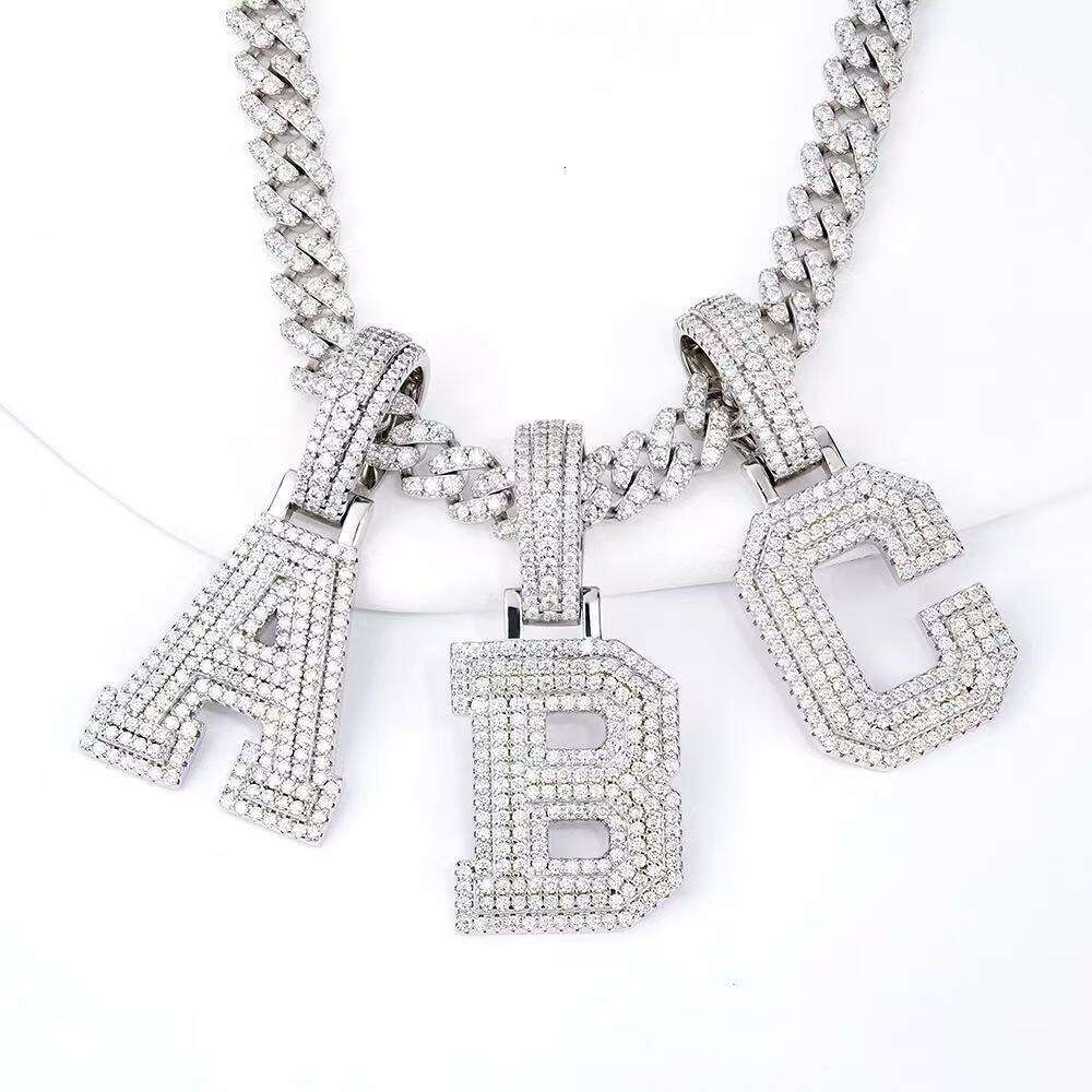 Designer necklace Custom 925 Sterling Silver Ice Diamond Chalcedony A-Z Lead Letter Pendant Men's Hip Hop Boutique Jewelry