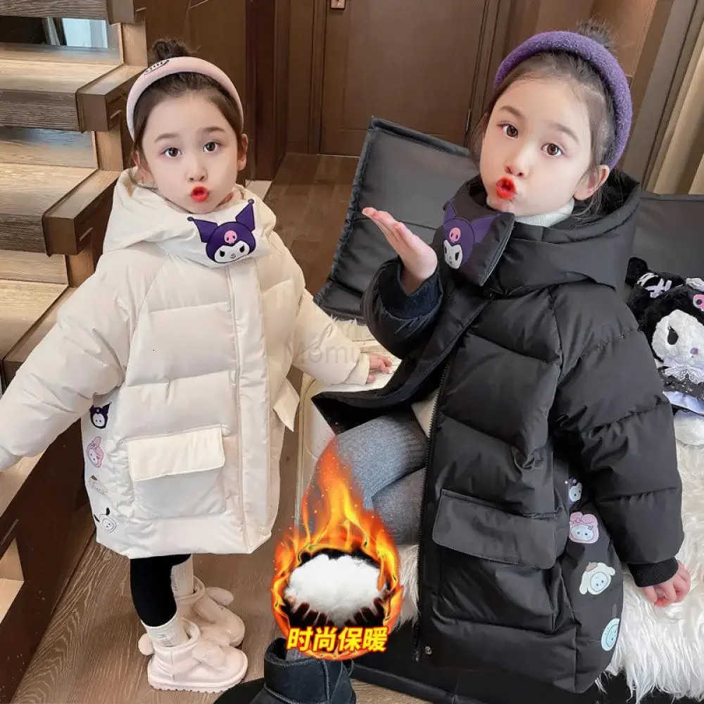 Sanrio New Kawaii Kuromi Children Down Cotton Padded Jacket Coat Cute Thicken Warm Winter Clothes Cotton Coat Kids Cartoon Tops Gift H251104