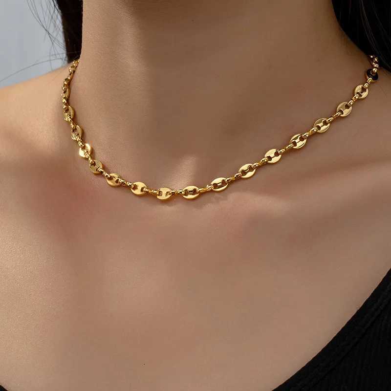 316L Stainless steel coffee bean Chain Necklace Cute pig nose chain bracelet Punk Hip Hop DIY jewelry Handmade necklaceXJ251104