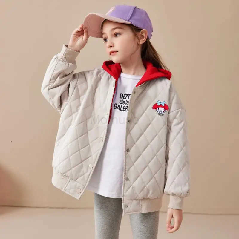Sanrio Hot Y2K My Melody Girl Cotton Clothes Two Fake Pieces Cotton Coat Thicken Kawaii Hooded Coat Cartoon Fashion Jacket New H251104