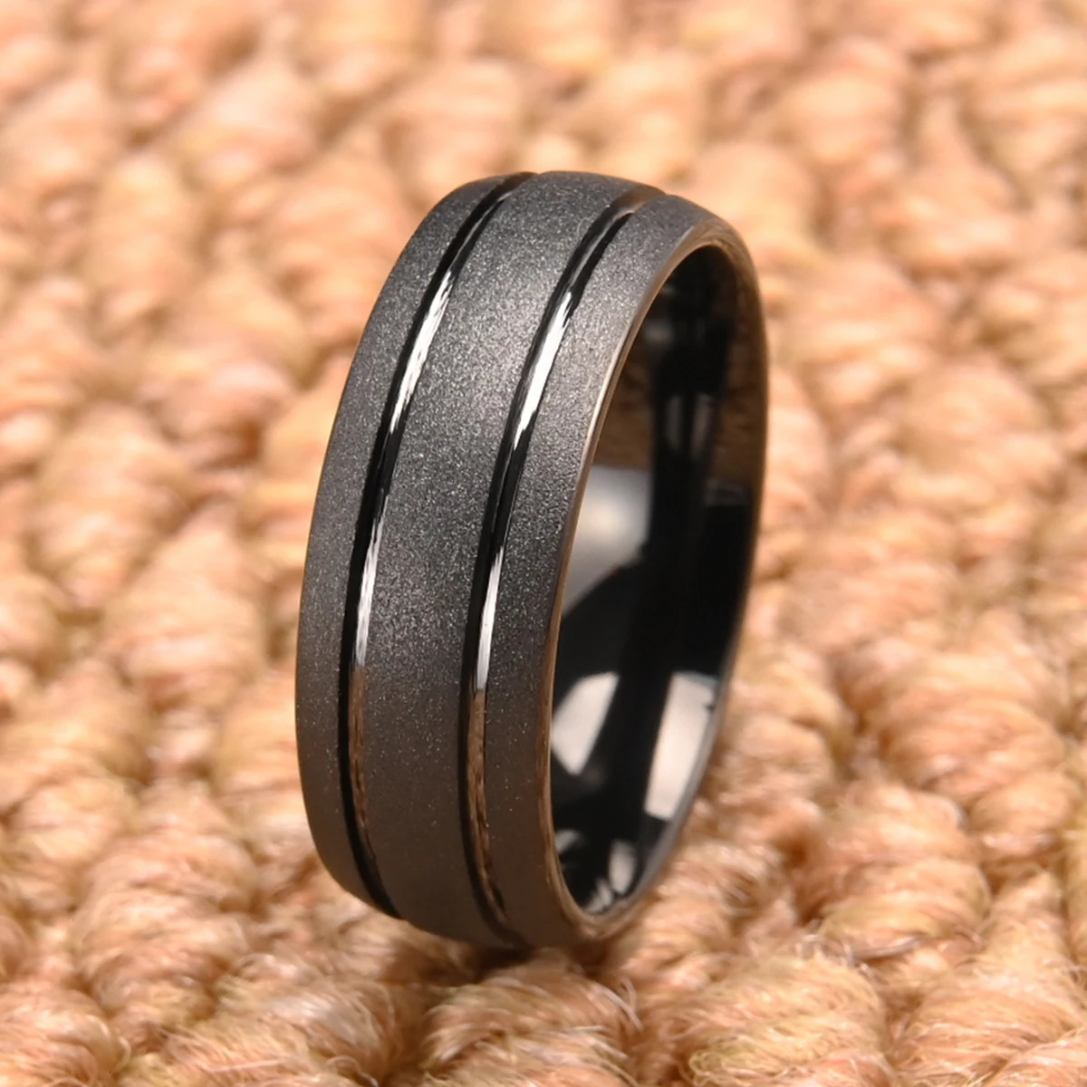 ious 8mm Golden Black Silvery Sandblasting Tungsten Carbide Ring Wedding band ring for Women Men Promise Jewelry Gift 251031