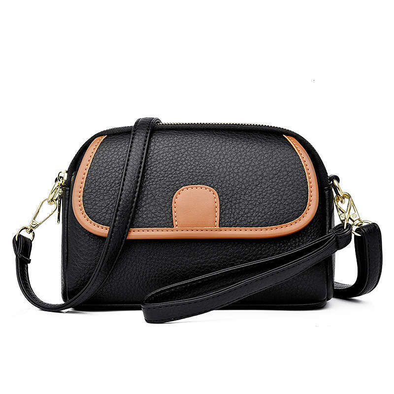 Mom's Genuine Leather 2024 New Fashionable Multi layer Small Versatile Women's Single Shoulder Crossarm Carrying Phone Bag