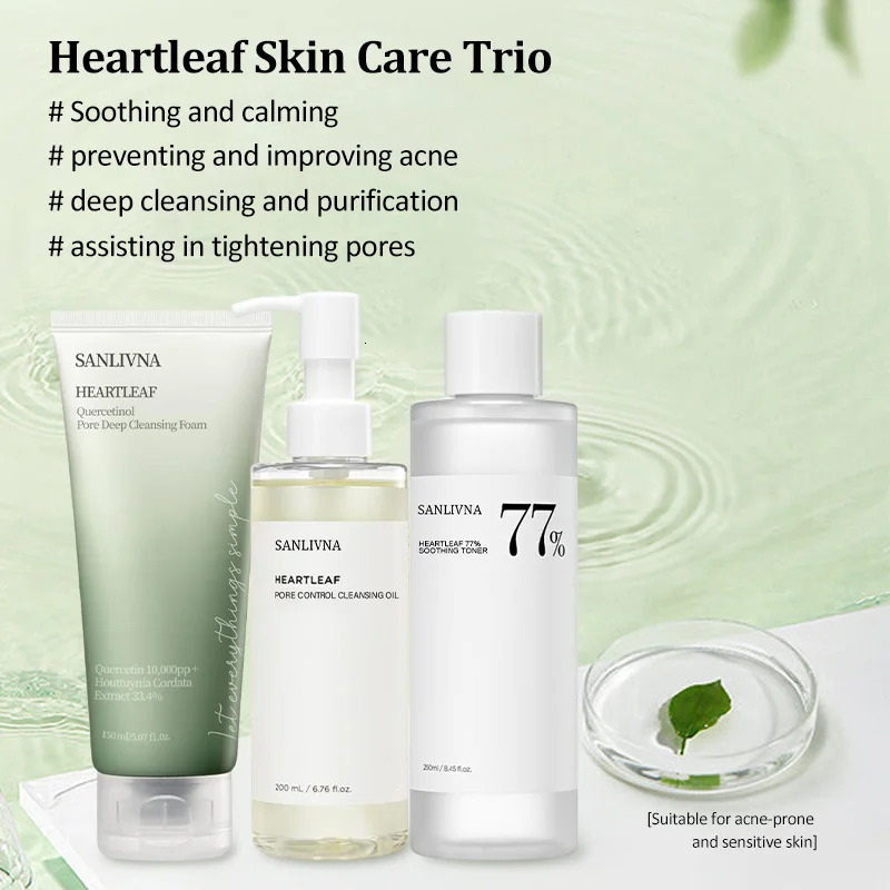 Sanlivna Korean Skincare Heartleaf 3Piece Set Soothing Cleanse Pore Care with Quercetin 251030
