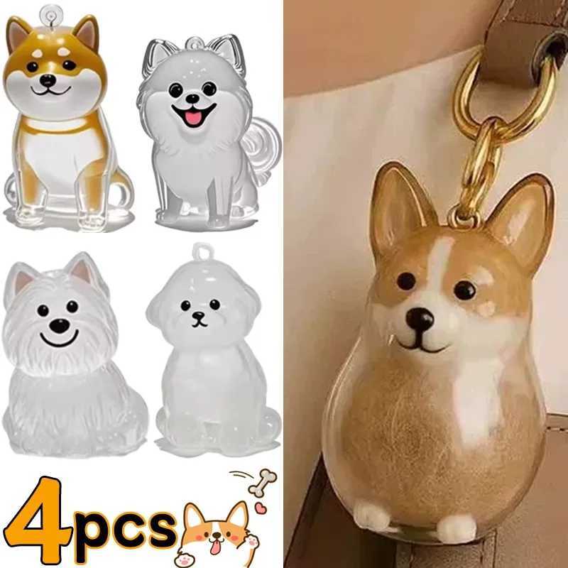 8styles Available Transparent Fur Storage Dog Keychain Adorable 3D Puppy Hair Box Keyring Creative Gift for Friend Bag AccessoryW251103