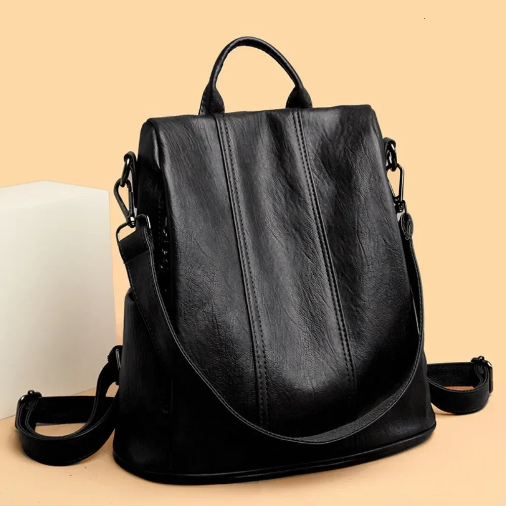 Anti Theft Backpack Purses High Quality Soft Leather Female Vintage Bag School Bags Travel Bagpack Ladies Bookbag Rucksack251104ww1
