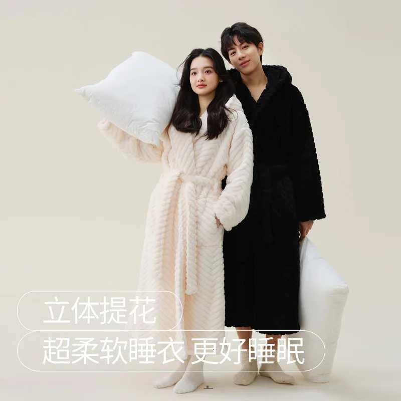 Lovers Winter Extra Long Plus Size Flannel Coral Fleece Warm Bathrobe Women Dobby Kimono Bath Robe Bridesmaid Sexy Dressing Gown C251104