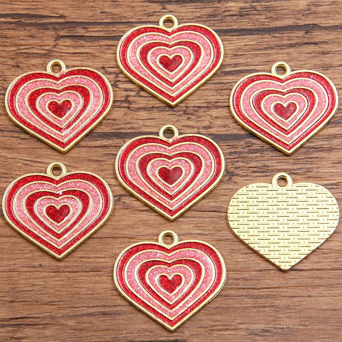 10Pcs 21 Style Mixed Size Alloy Metal Drip Oil Valentines Day Charm Love Heart Pendant for Enamel DIY Bracelet Jewelry Making 250325