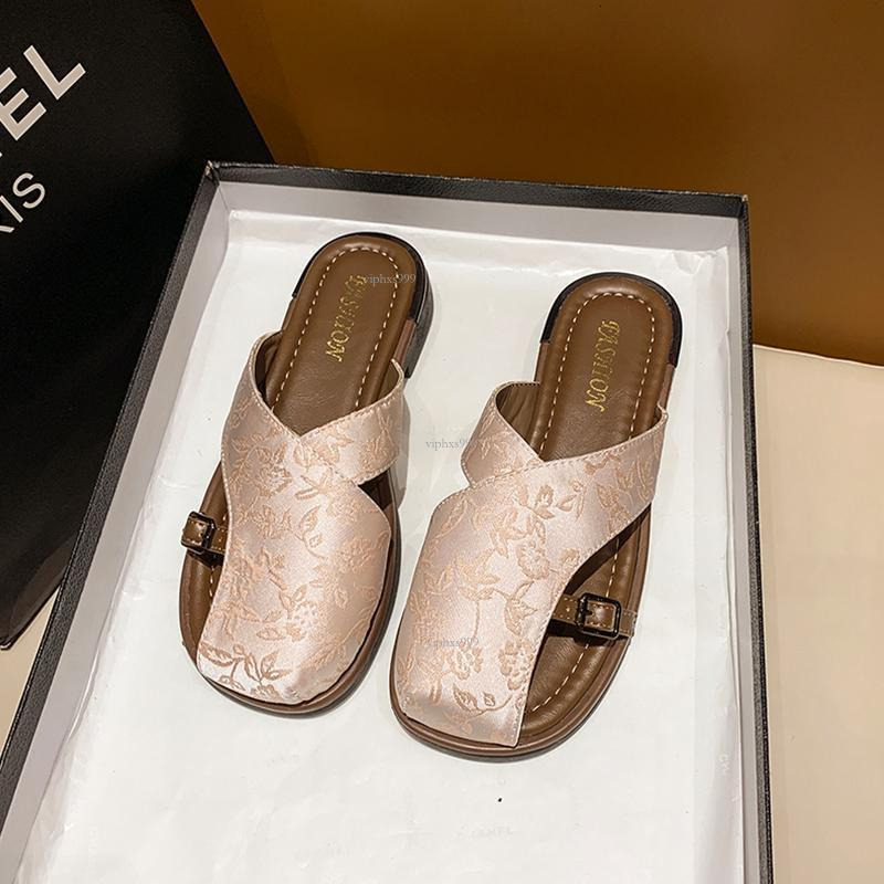 New Designer Sandals With Free Shipping Baotou Half Female Internet Celebrity Fashion Style Comfortable Flat Bottom Chinese Design Outerwear Cool Slip