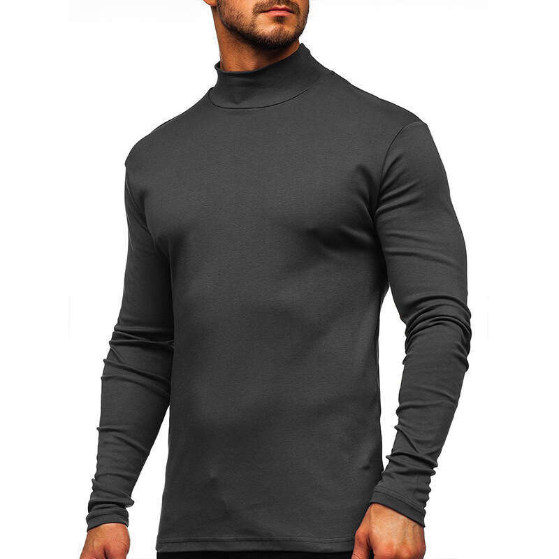 European American autumn and winter thick warm long sleeved T-shirt base shirt German veet semi high neck men's style 2025 new casual versatile f