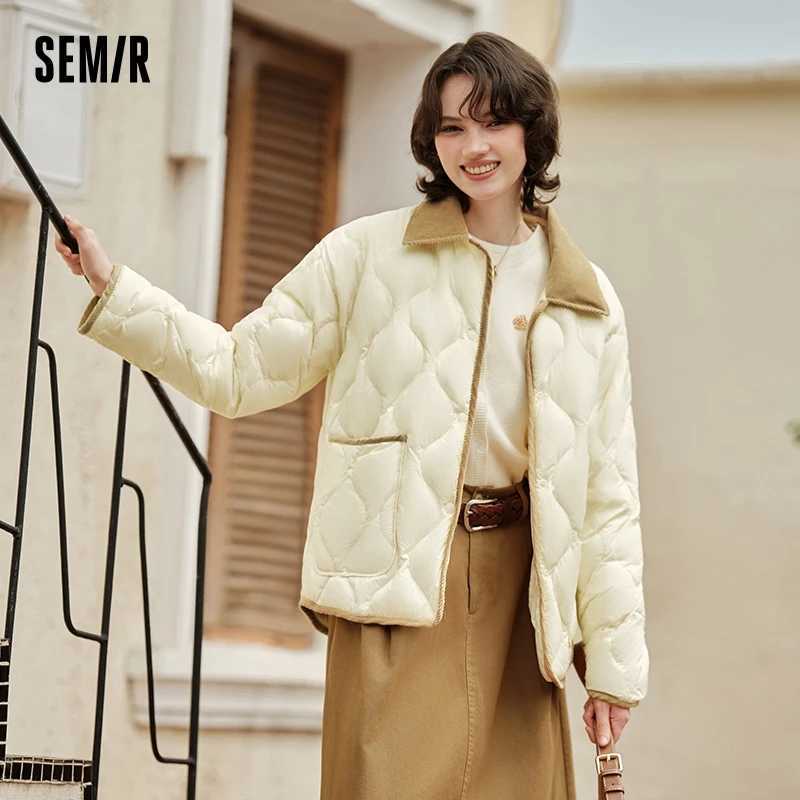 Semir Down Jacket Women Medium Length Light Corduroy Collar 2025 Winter New Vintage Lightweight puffer women J251104