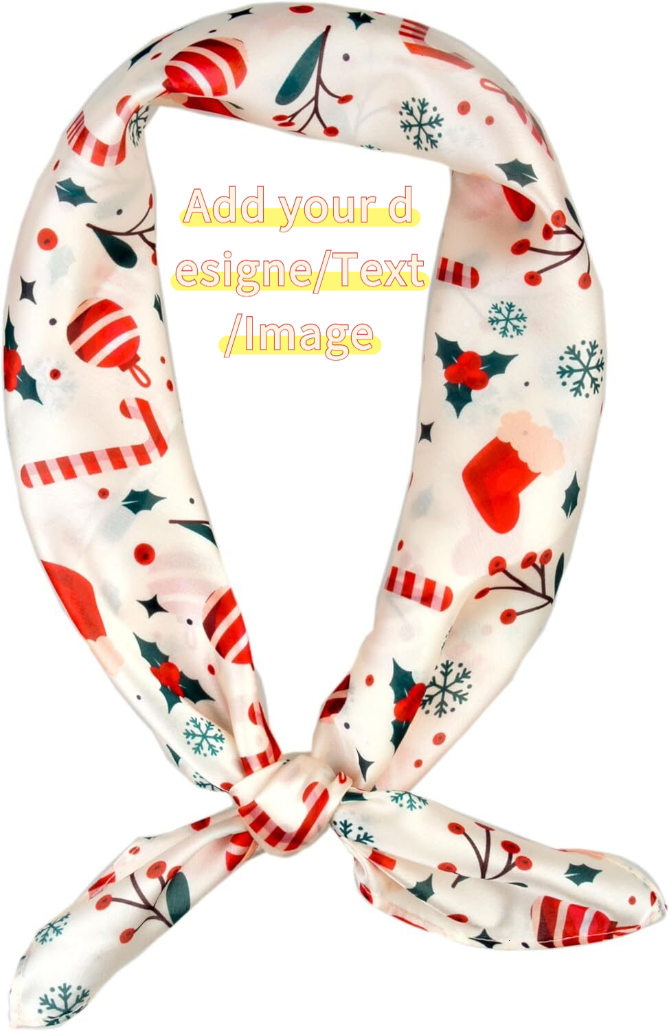 Custom Christmas gifts Silk Like Satin Fall Winter Holiday Christmas Square Scarf for Women Hair Scarves