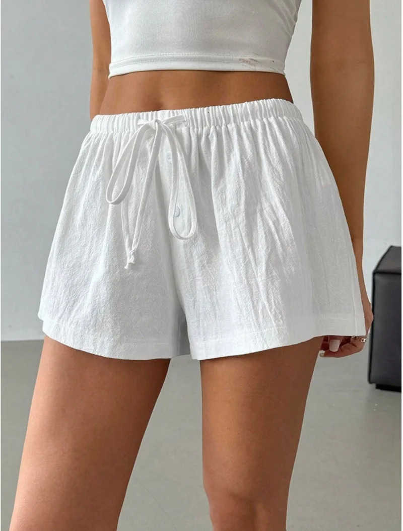 Elegant beach party club shorts fashionable womens striped 2025 summer brushed pocket casual loose wide leg pants 250401