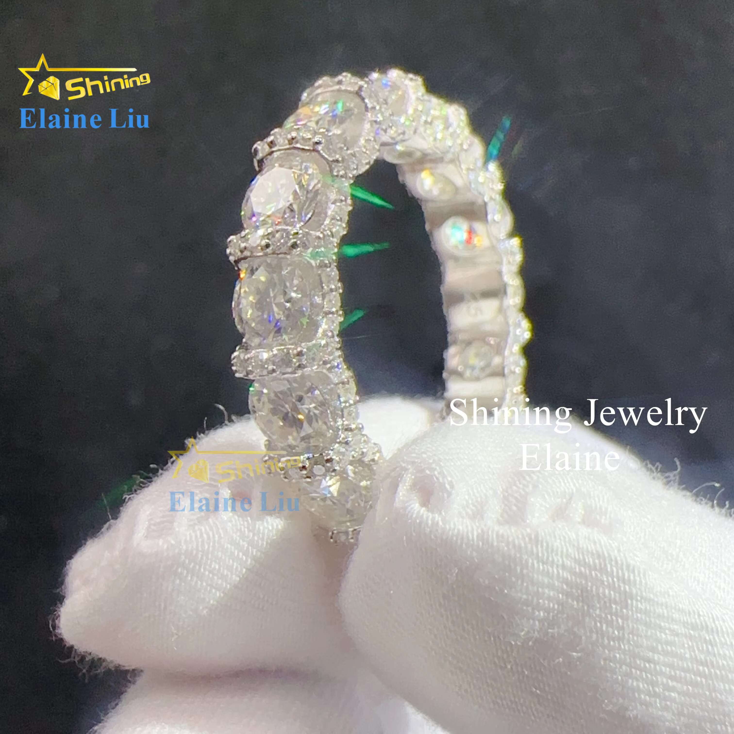 Pass Diamond Tester Gold Plated 925 Sterling Silver Vvs Moissanite Mens Fashion Jewelry Rings