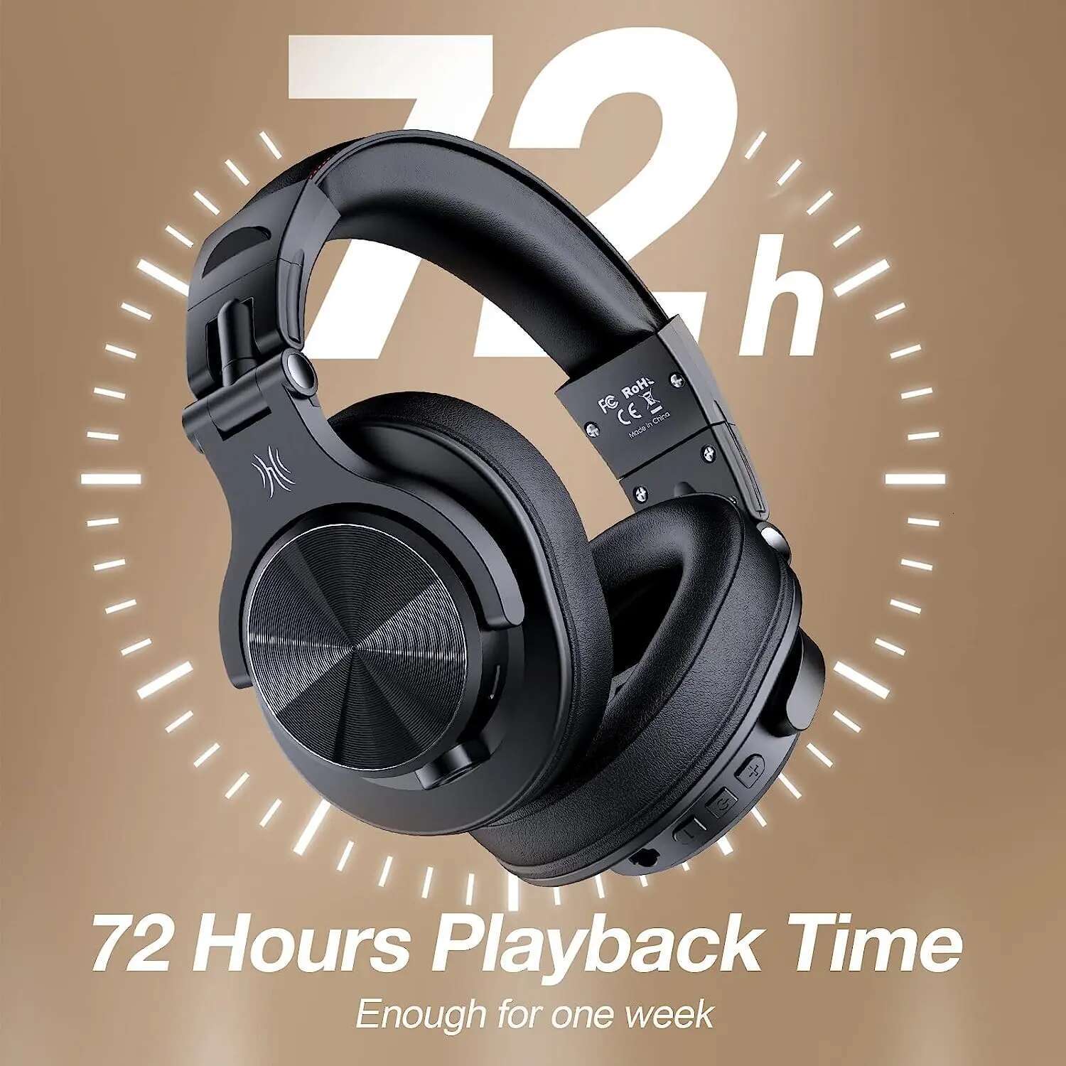 Oneodio Fusion A70 Bluetooth 5.2 Hi-Res Audio Over Ear Wireless Headset Professional Studio Monitor DJ Headphones 72H