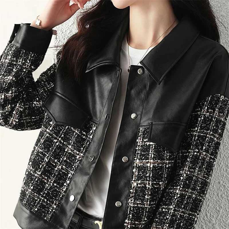 Womens Leather Jacket 2025 Autumn Winter Xiaoxiangfeng Female Motorcycle PU Leather Jackets Loose Korean Lady Leather Coat J251103