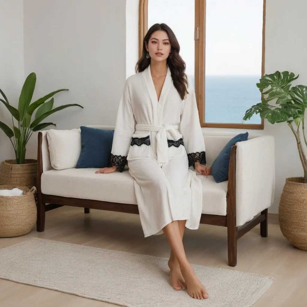 2025 Autumn Winter New Flannel Nightwear Loose Kimono Robe Casual Homewear Women Warm Robes Long Sleepwear Loose Loungewear C251104