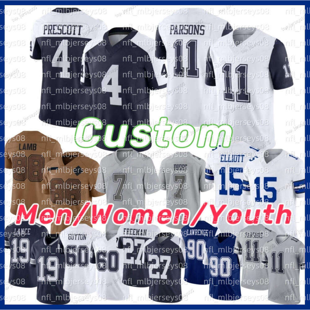 NFL Cowboys Jersey Emmitt Smith CeeDee Lamb Rico Dowdle KaVontae Turpin Micah Parsons Trevon Diggs Jalen Tolbert DeMarvion Overshown DaRon Bland Damone Football