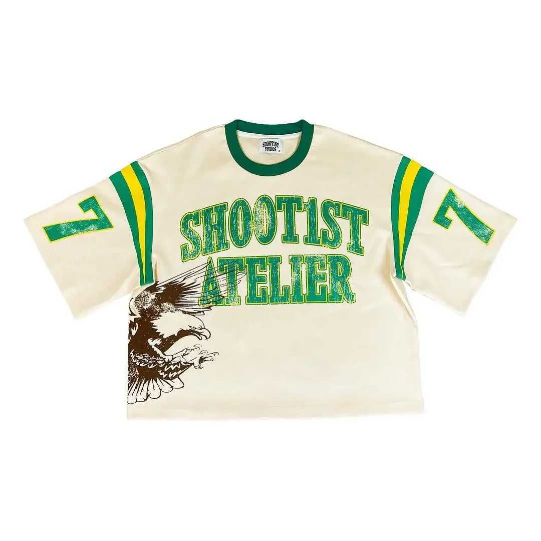 American retro Gothic fashion summer casual hip-hop patchwork T-shirt mens Y2K personalized street retro sports jersey W250403