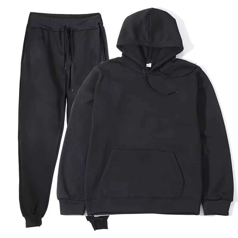 Autumn Winter Sports Hooded Sweatshirt Pants Set Casual Outfit for Men Women J251104