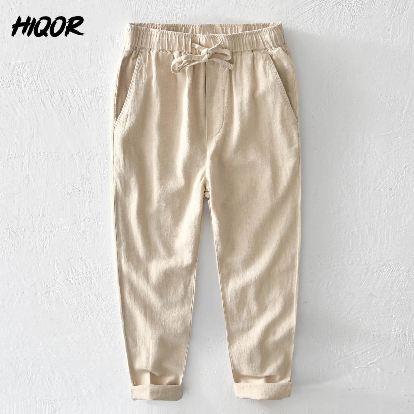 HIQOR Summer Men Linen Trousers Male Cotton Linen Casual Baggy Pants Breathable Pantalones Hombre Sweatpants Men Clothing 250402