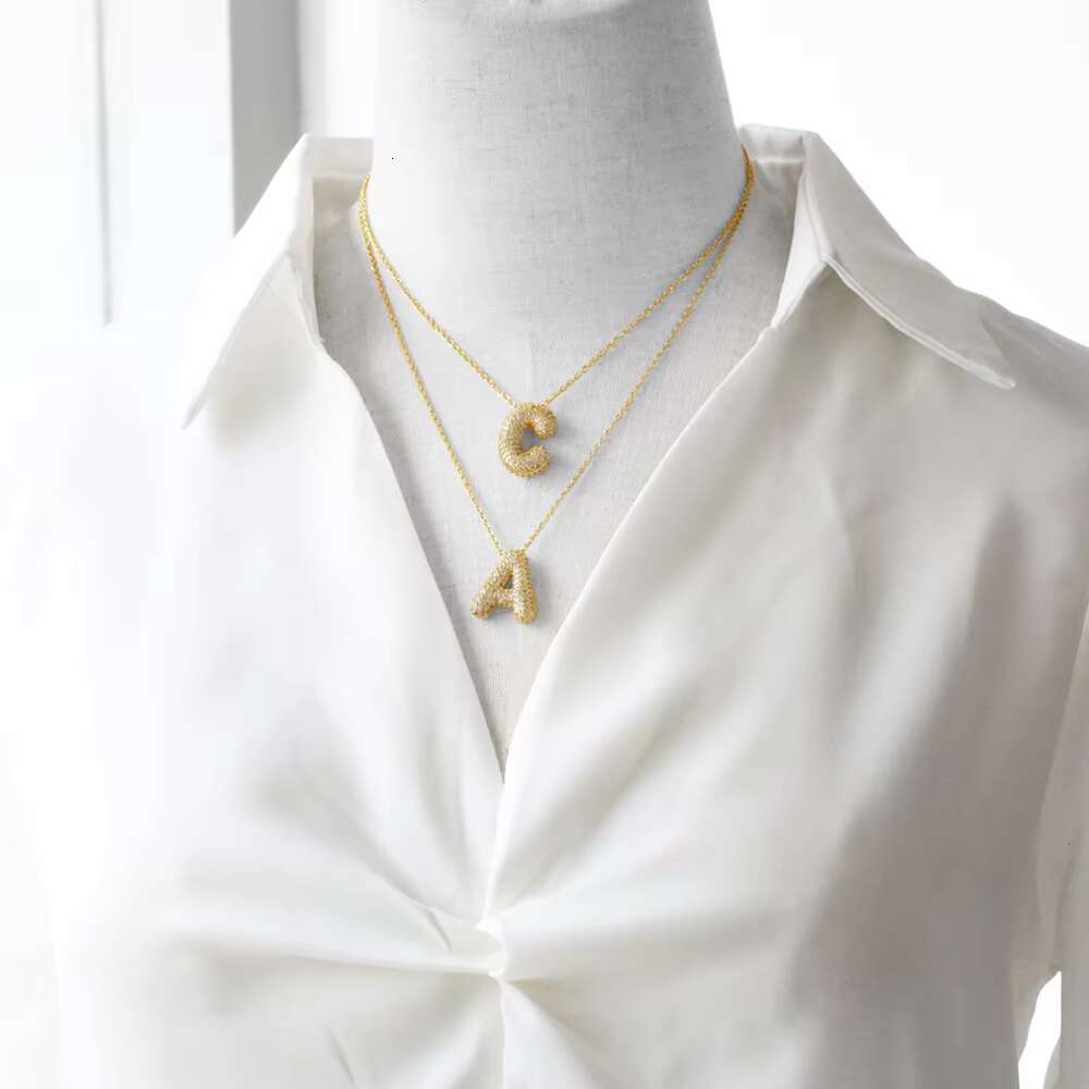 Balloon A-Z Name Initial Letter Iced VVS Moissanite Pendant Hip Hop Straight Pull Fashion Women's Jewelry Necklace