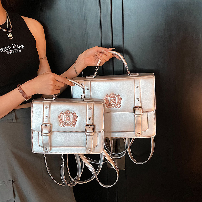 2025S New Model Designer Bag New Handheld Academy Style Uniform PU Backpack Large Capacity Single Shoulder Crossbody Bag Totebag