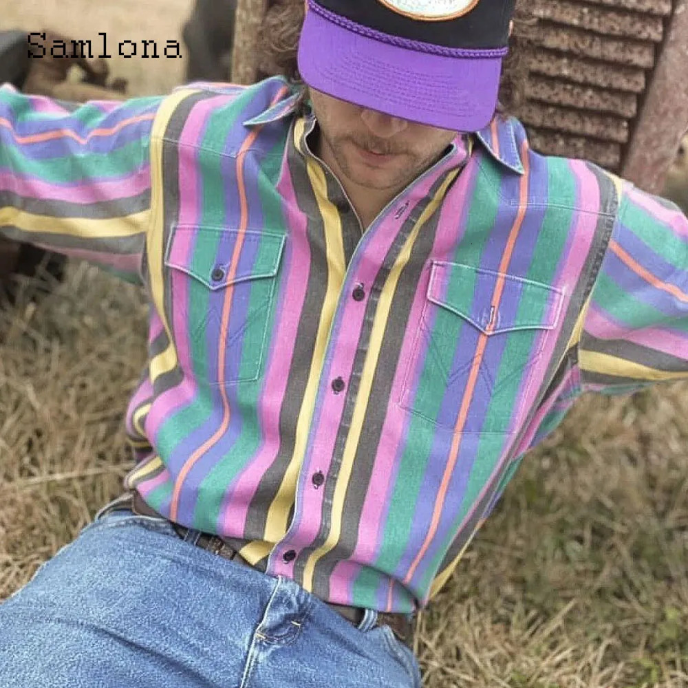 Mens casual pocket shirt Long sleeve basic top Retro striped shirt Fried Dough Twists collar shirt Blue oversize mens clothing 4xl 250403