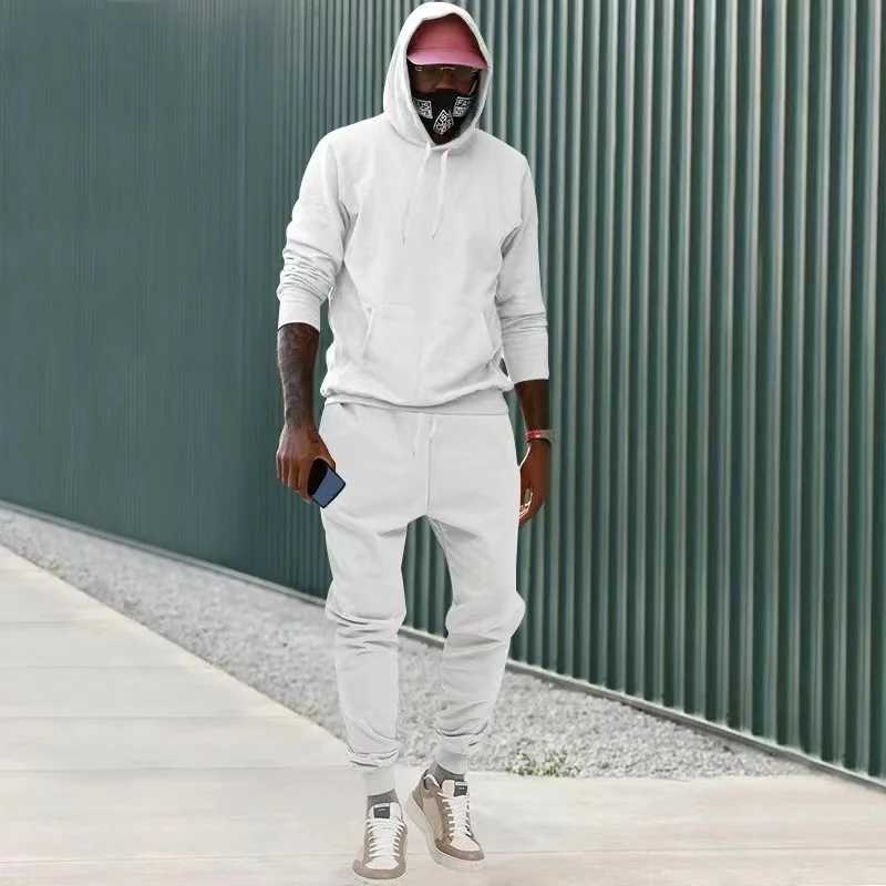 Autumn Winter Sports Hooded Sweatshirt Pants Set Casual Outfit for Men Women J251104