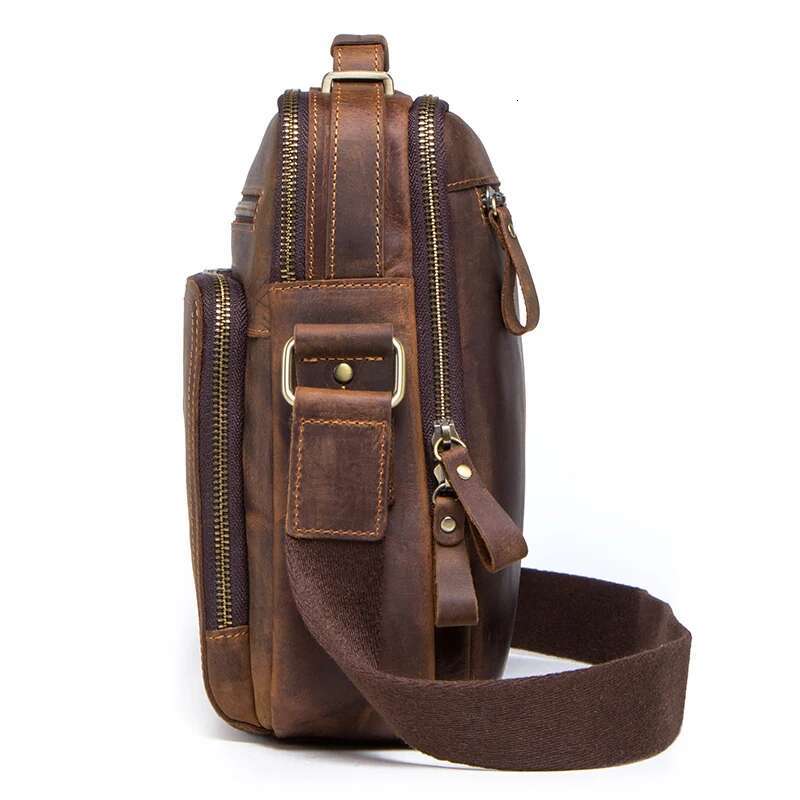 Contact's Crazy Horse Leather Men's Shoulder Vintage Messenger Men Bolsos Male Crossbody Bags Man's Handbag Sg Bag