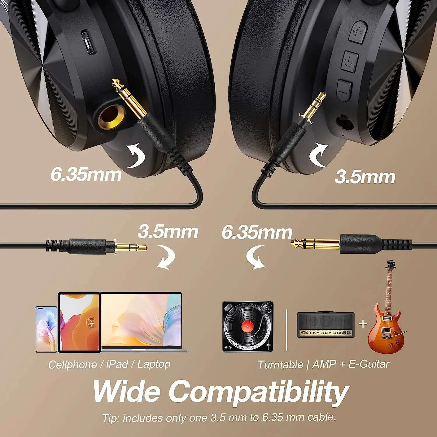 Oneodio Fusion A70 Bluetooth 5.2 Hi-Res Audio Over Ear Wireless Headset Professional Studio Monitor DJ Headphones 72H