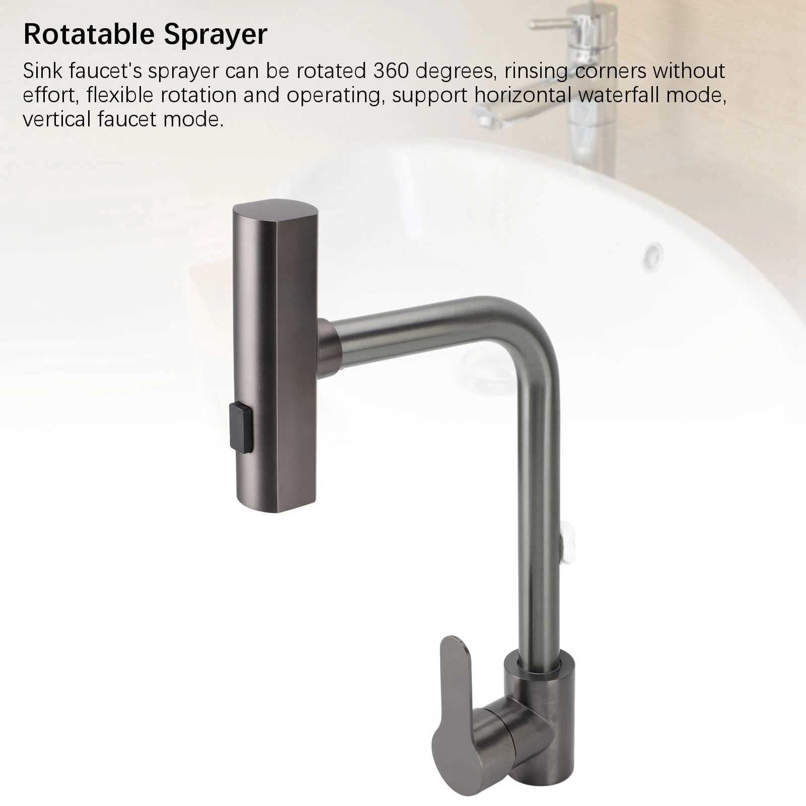 Sink Faucet Kitchen Sink Faucet Sink Faucet Rotatable 3 Function Sprayer Single Handle Hot Cold Water Kitchen Faucet for He Y251104