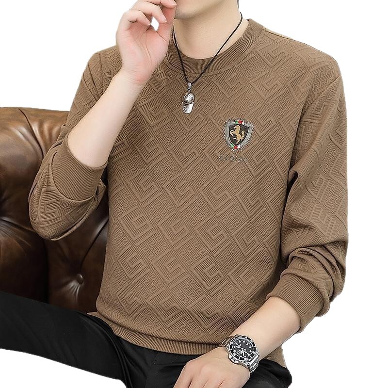 Men's Long Sleeve Thermal Underwear For Spring And Autumn, Casual Designer T-shirt Warm Thickened Sweatshirt Jacket For Fall And Winter, Export C