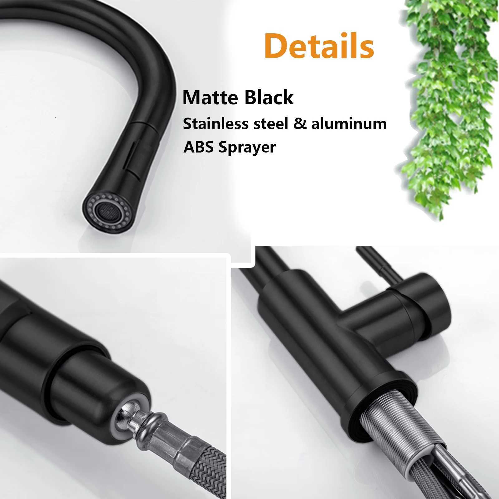 DQOK Kitchen Faucet Pl Out Bed Nickle Sensor Stainless Steel Black Smart Induction Mixed Tap Touch Control Sink Tap Y251104