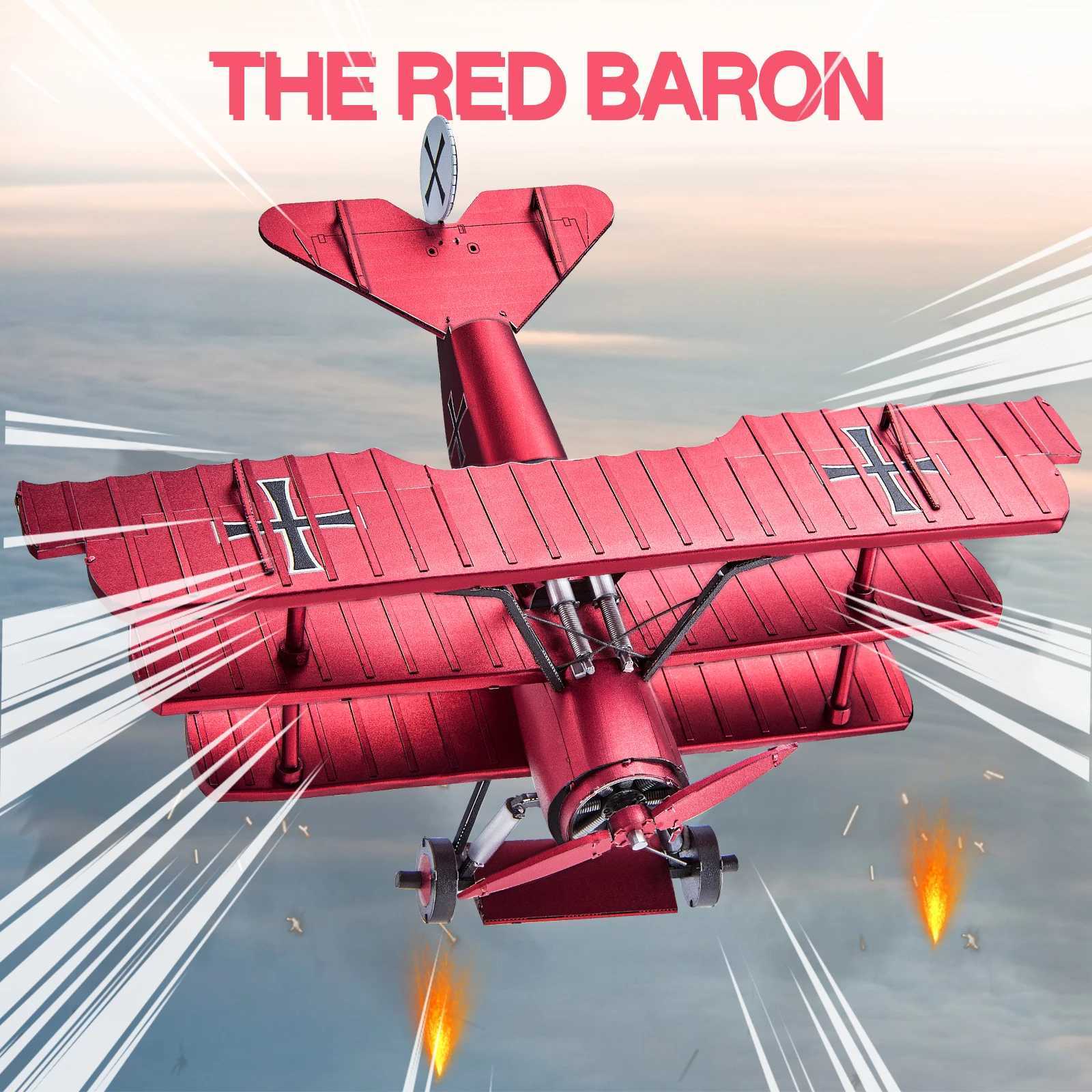 Piececool 3D Metal Puzzles Fokker Dr1 Triplane Assembly Metal Model Kits for Teen DIY Jigsaw Building Blocks Creative Gifts C251104