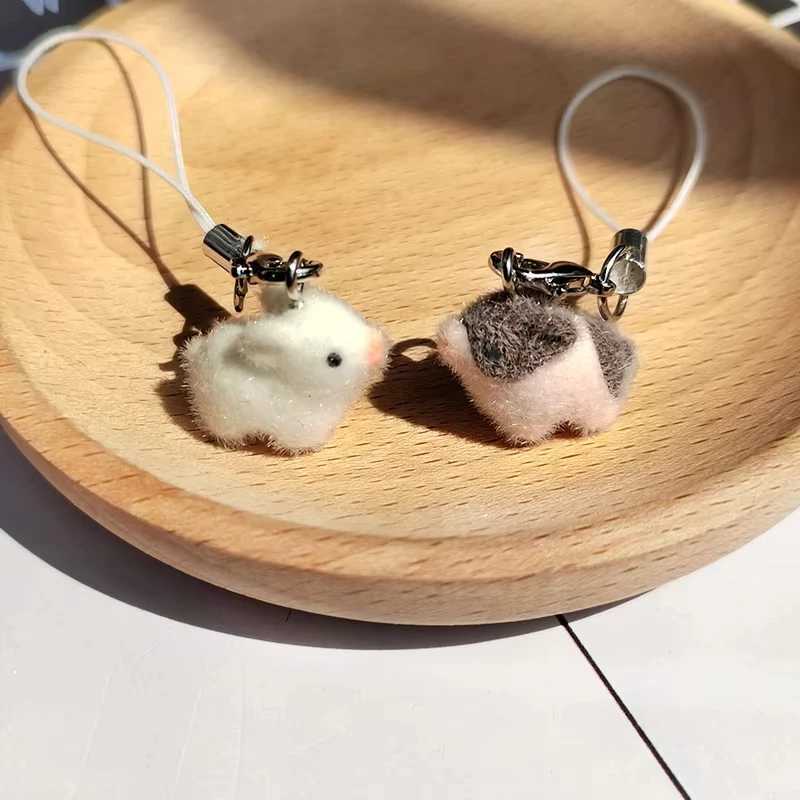 Resin Flocking Cute Mini Pig Keychains For Friend Gift Fluffy Lovely Boar Animal Pet Pendant Bag Earphone Case Phone LanyardW251103