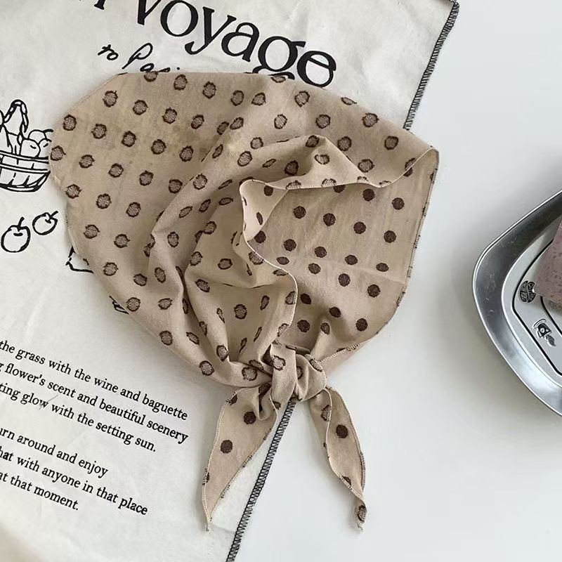 T410 Korean version of the spring and autumn floral art cotton and linen neck triangle scarf outer wear ladies small shawl scarf thin scarf