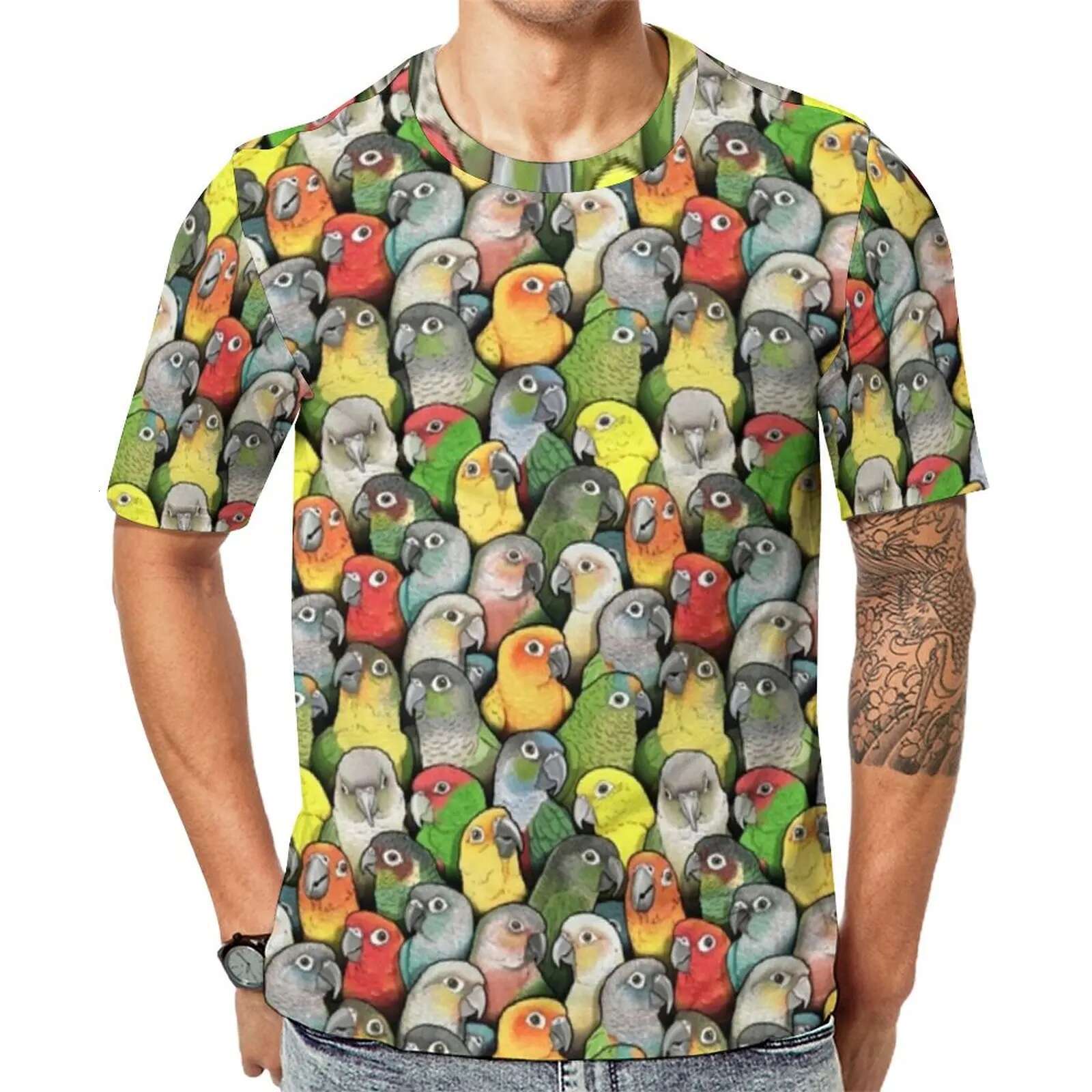 Parrot Pattern 3d Printed Summer Men'S T-Shirt Large Hip Hop Casual Fashion Sunny Handsome High Quality O Collar Short Sleeve