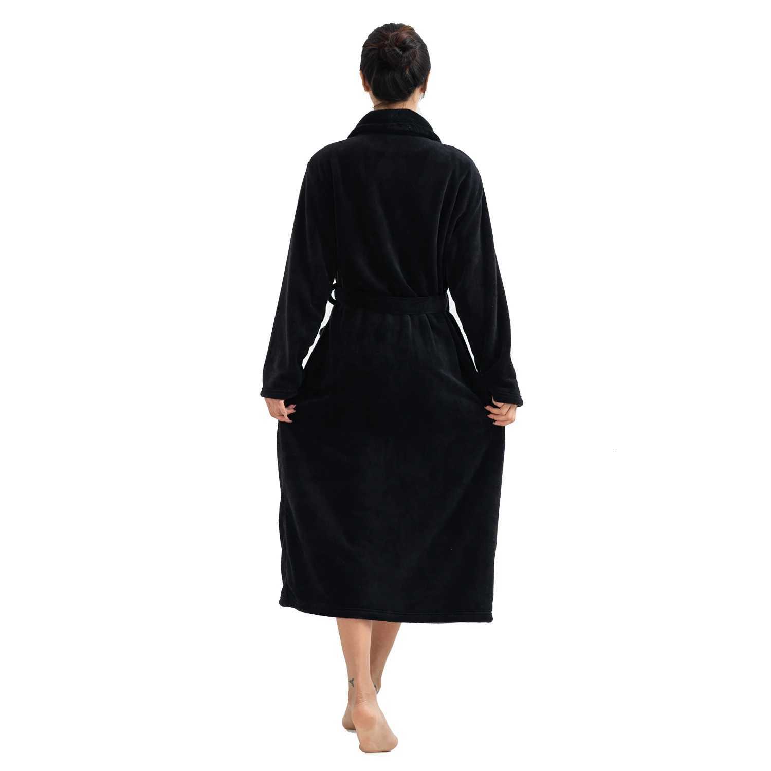 Womens solid color lapel bathrobe autumn and winter models facecloth warm and comfortable long-sleeved robe homewear C251104