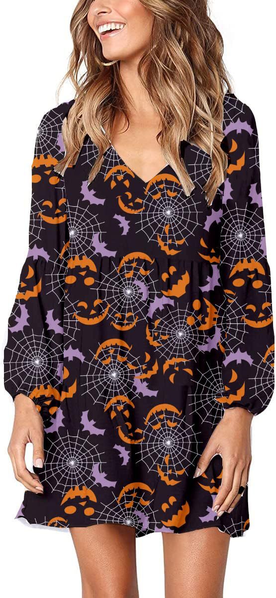 2025 New Fashionable Trendy Casual Loose Long Sleeve Thin Printed Dress for Women