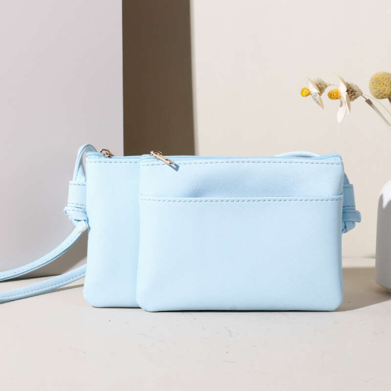 New leather square solid color crossbody simple coin purse pu small student shoulder bag