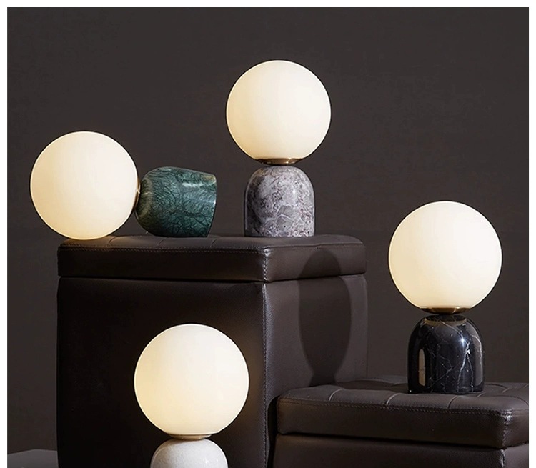 Nordic decorative home accessories - table lamp, creative lunar lamp, bedside lamp, marble night light, adjustable brightness Z250320