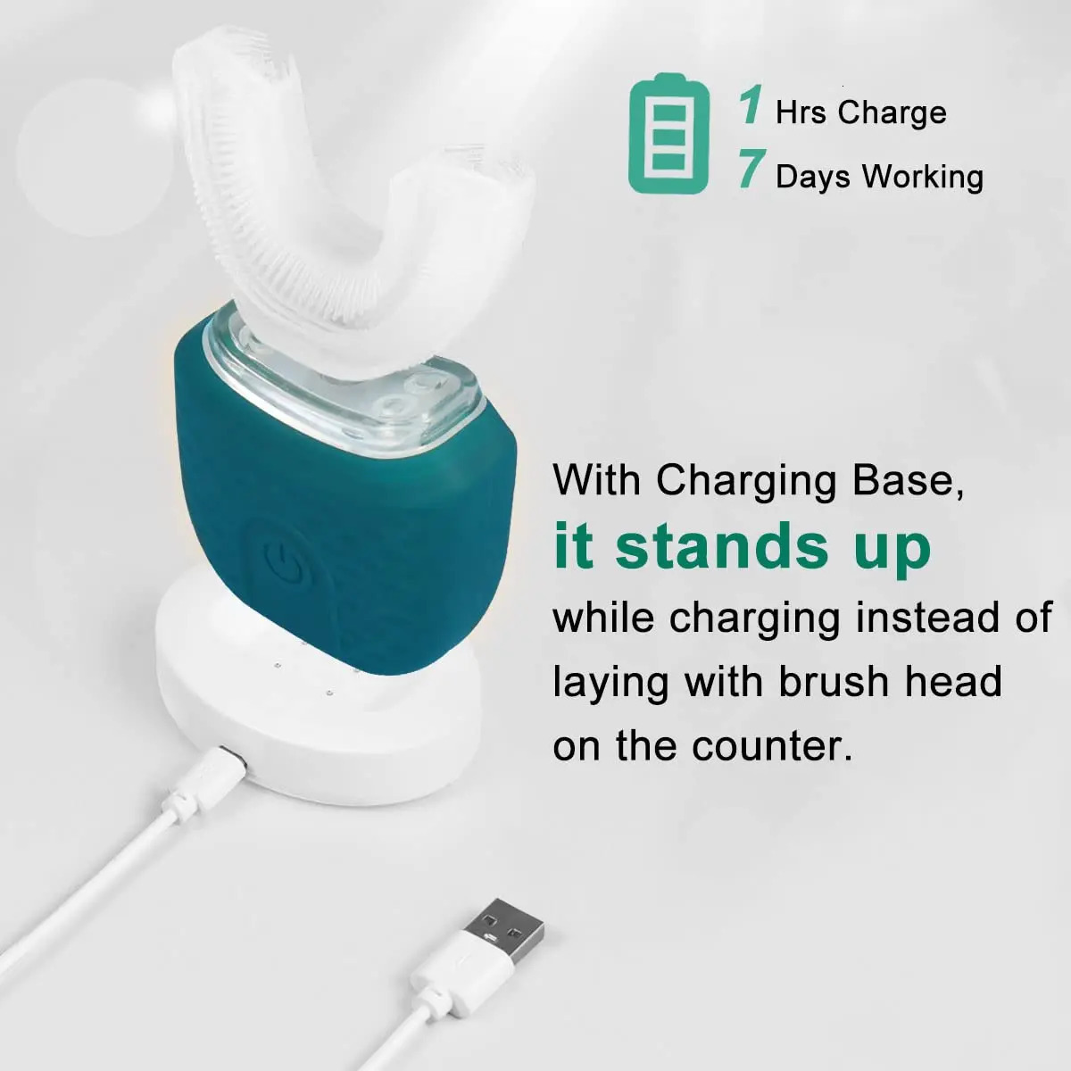 Ushaped adult automatic toothbrush 360 ° full mouth whitening wireless charging waterproof brush ultrasonic electric 250325
