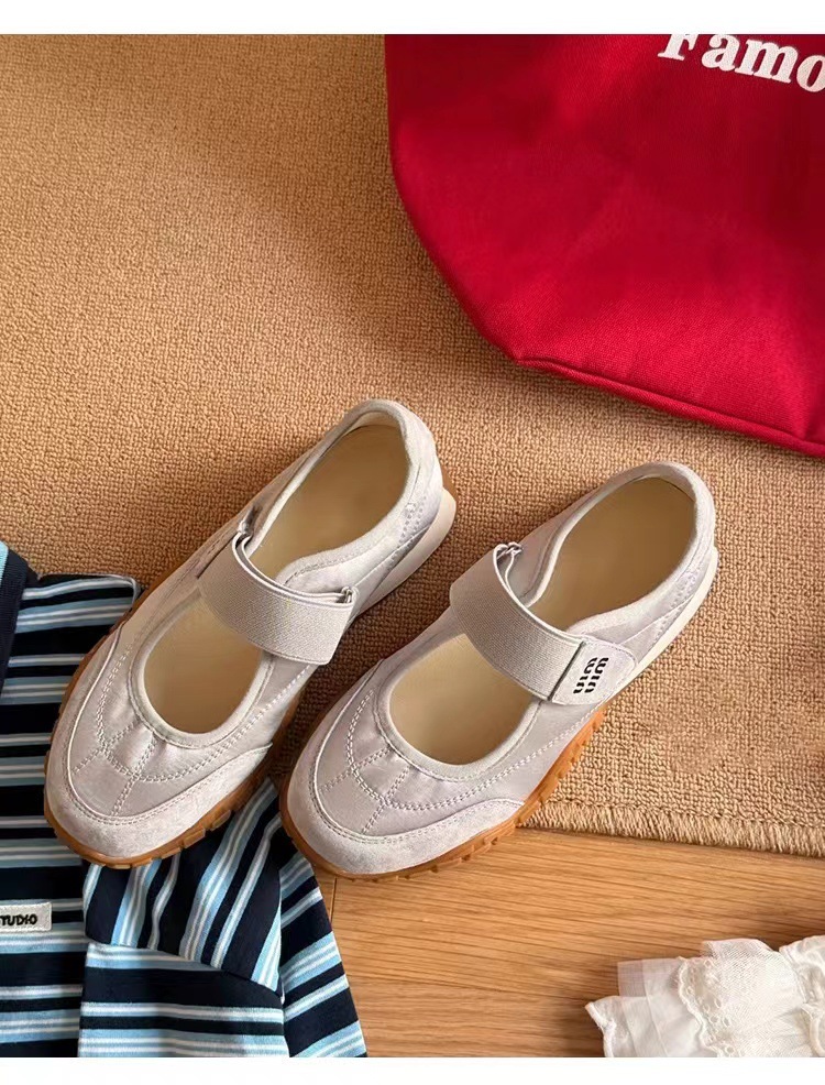 designer shoes 2025 French Mary Jane women's shoes style thick sole all-match genuine leather breathable casual canvas shoes single shoes