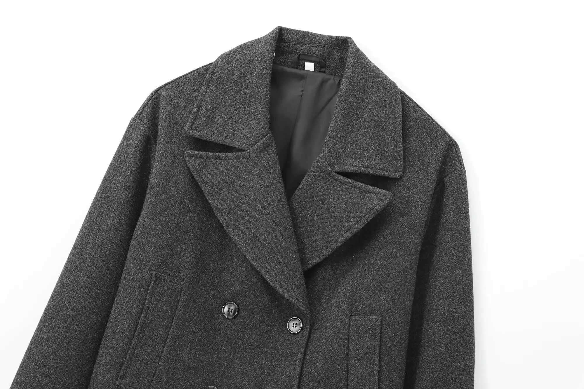 2025 WOMAN Summer New Fashion Doublebreasted short coat Vintage Long Sleeve Pockets Casual Female Outerwear Chic Overshirt J251103