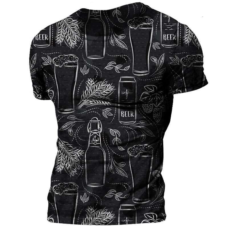 Summer Vintage Beer 3D Haruku Printed Men Women Party Personality Hip Hop Street Fashion Crew Neck Short-Sleeved T-shirt Top