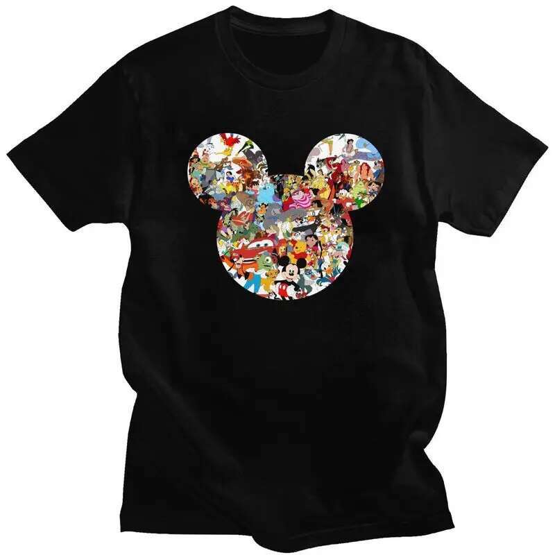 Custom Mouse Animated Cartoon T Shirt for Men 100% Cotton Tshirt Tee Short Sleeve T-shirt Loose Fit Clothing