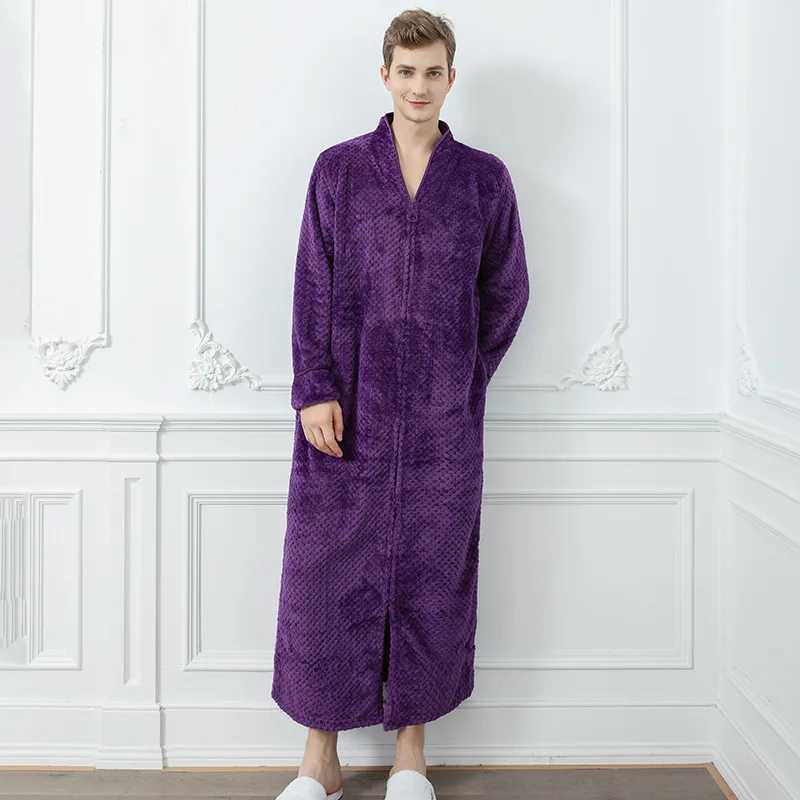 Coral Fleece Robe Autumn Winter New Men Women Long Sleeve Kimono Bathrobe Gown Loose Flannel Home Clothes Nightwear Sleepwear C251104
