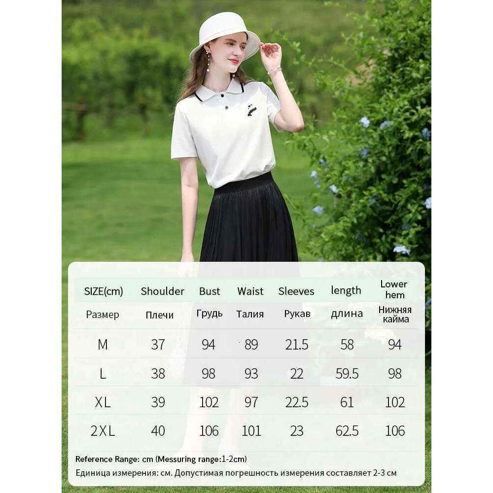 Breathable Sweat Women Tees Bead Ground Embroidery Polo Short Sleeve Summer New Slim T-Shirts Lady