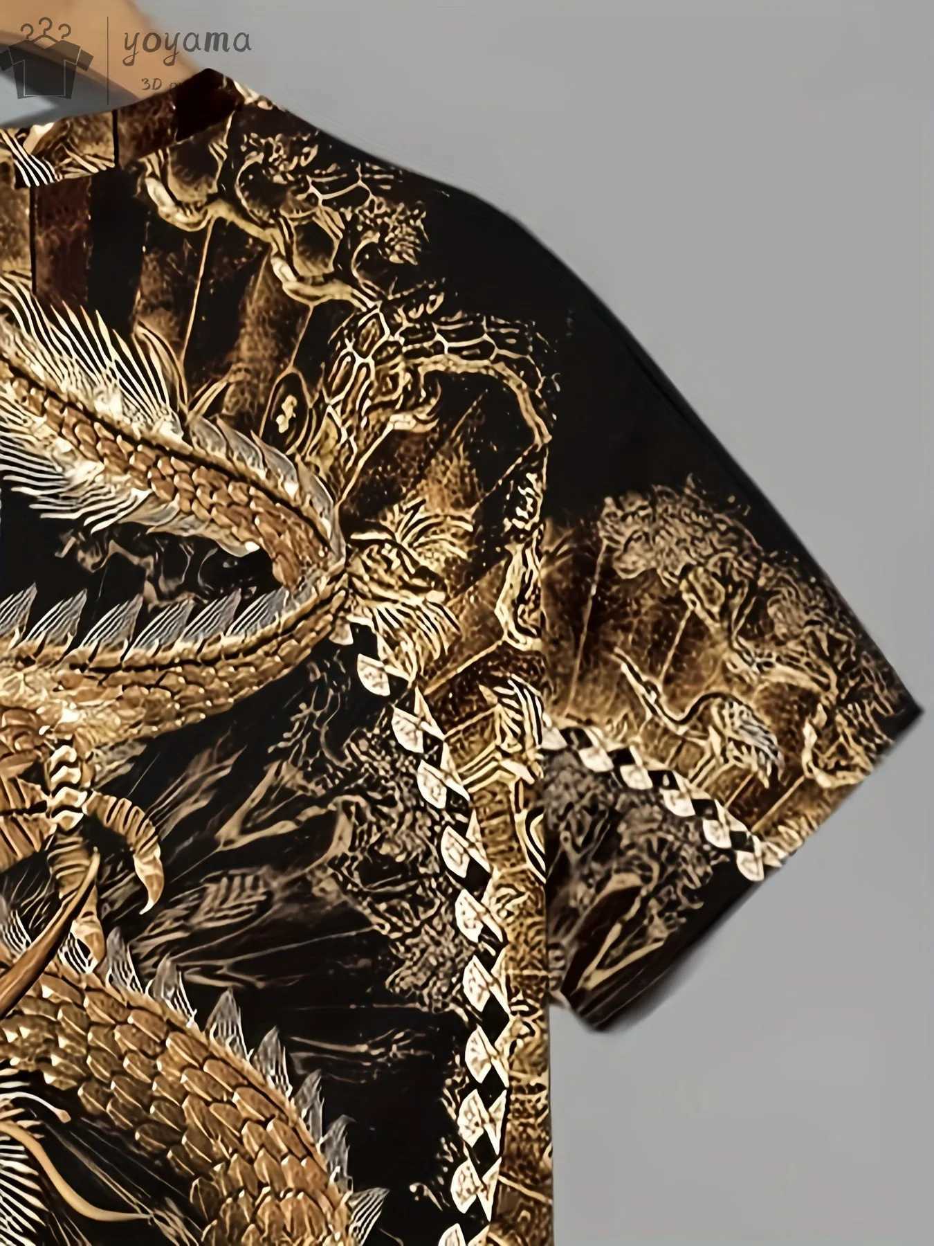 Mens Dragon T-shirt Fashion 3D Printed T-shirt Animal Pattern Short Sleeve Super Street T-shirt Summer Casual Mens Top W250403